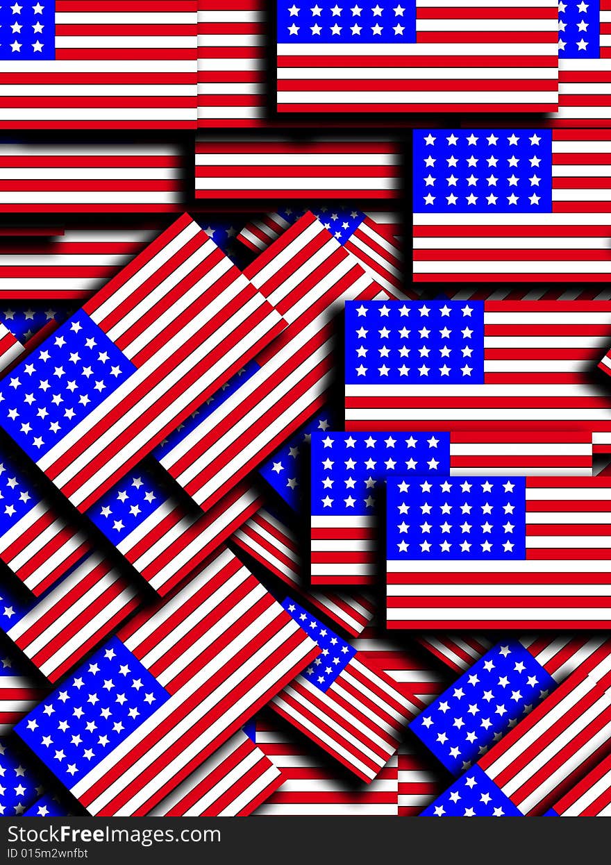 A background made out of many American flags.