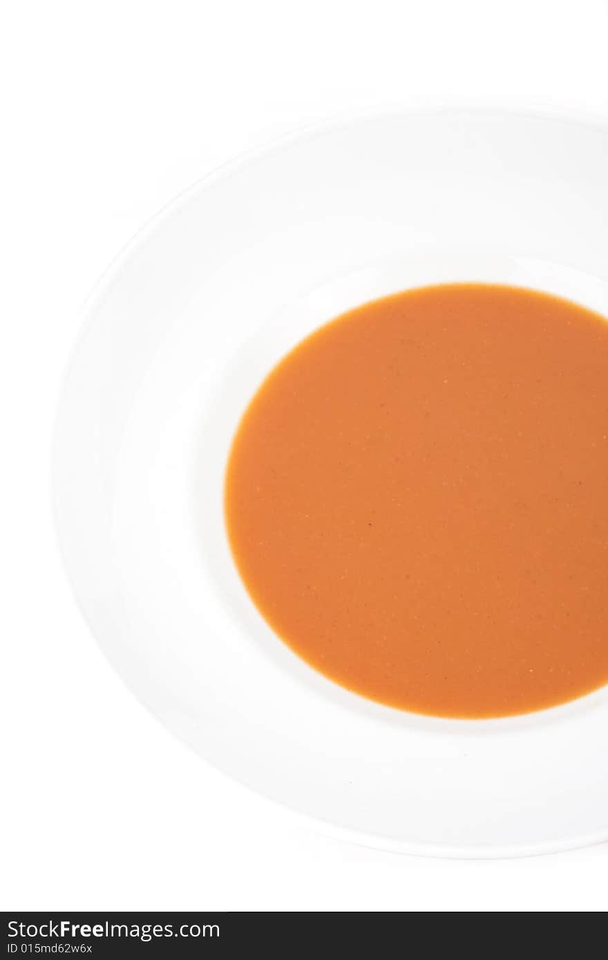 Home made tomato soup in a white bowl