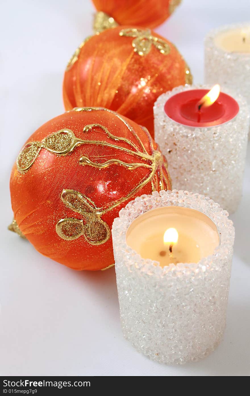 Decoration Attributes of Christmas -orange ball, candle.