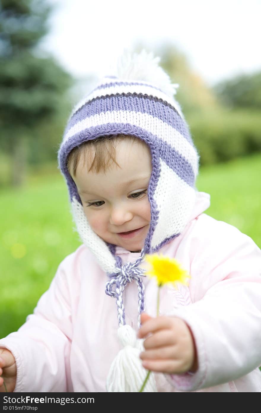 Portrait of sweet baby girl in park. Portrait of sweet baby girl in park