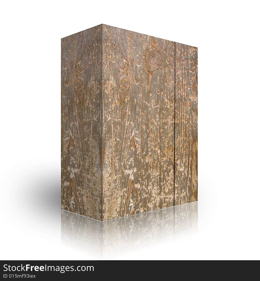 Wooden box on a white background