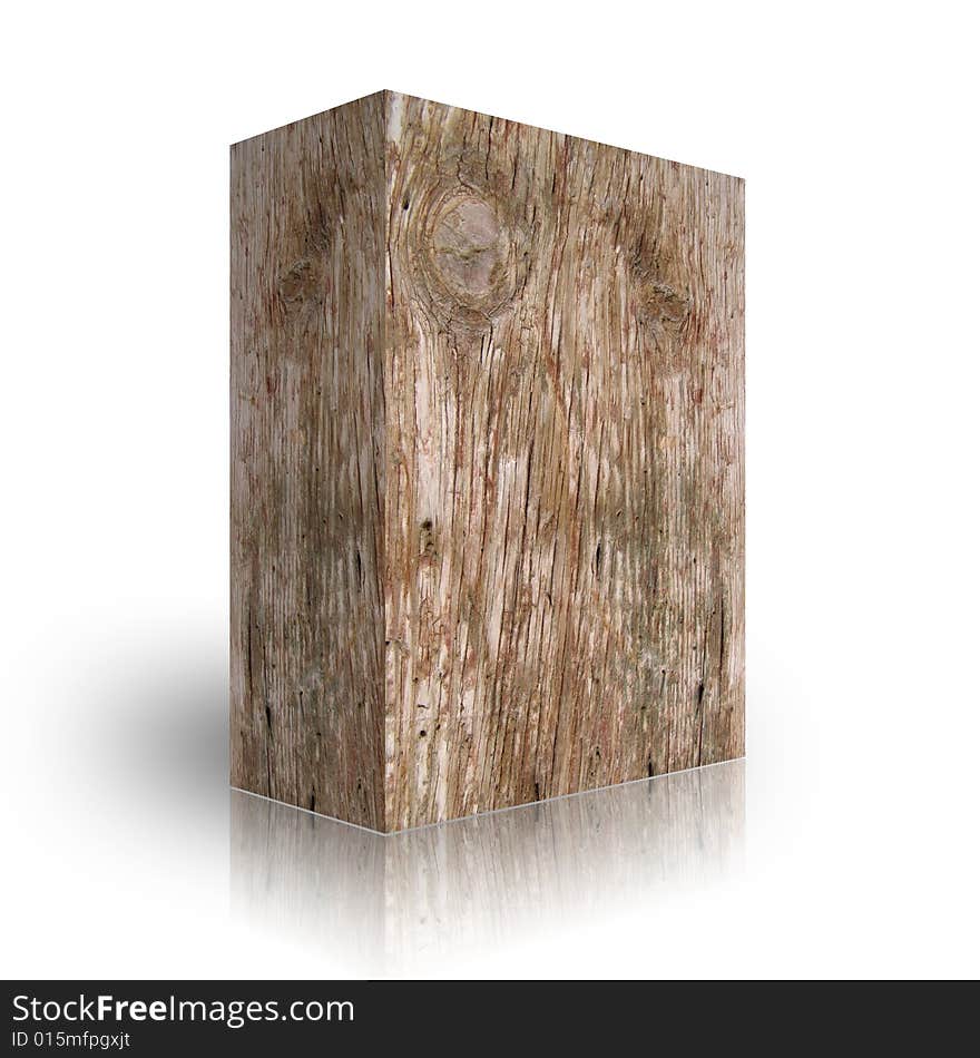 Aged wooden box on a white background