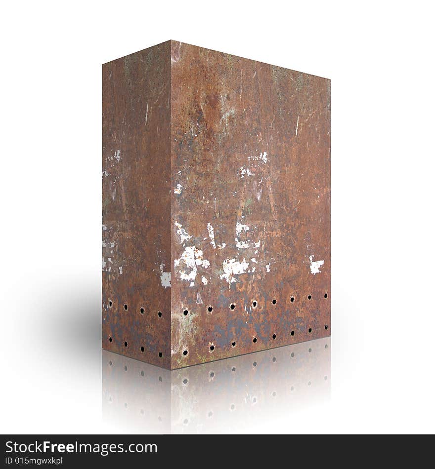 Metal box on a white background