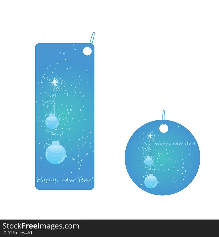 Set of two christmas badges with sparkling and christmas ball