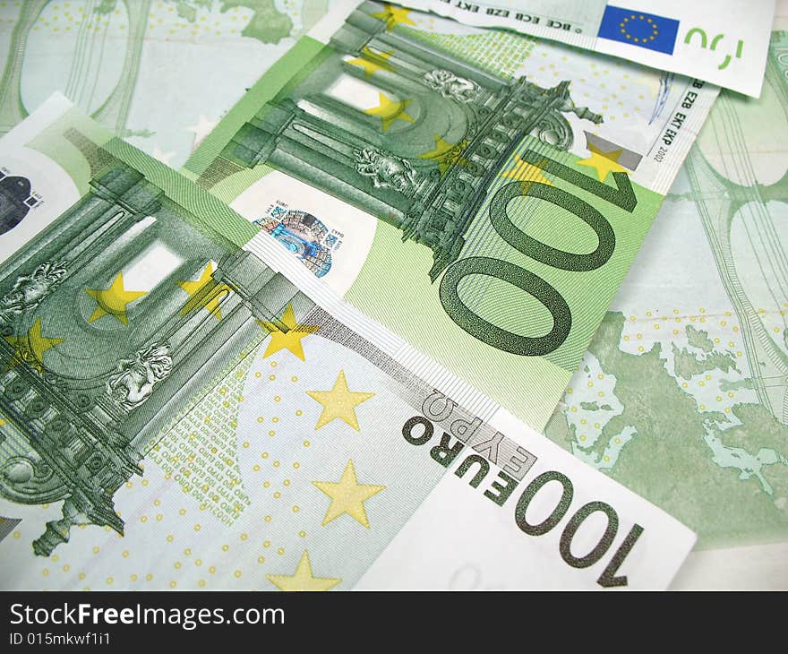 Euro banknotes close-up