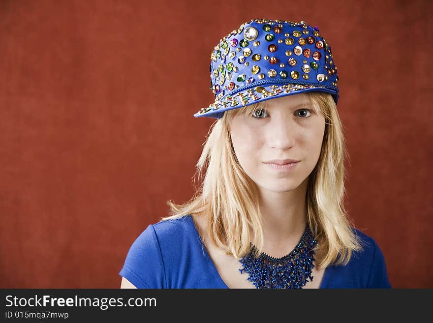 Teenage girl wearing a hat