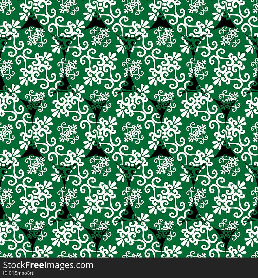 Seamless green ornament vector pattern. Seamless green ornament vector pattern