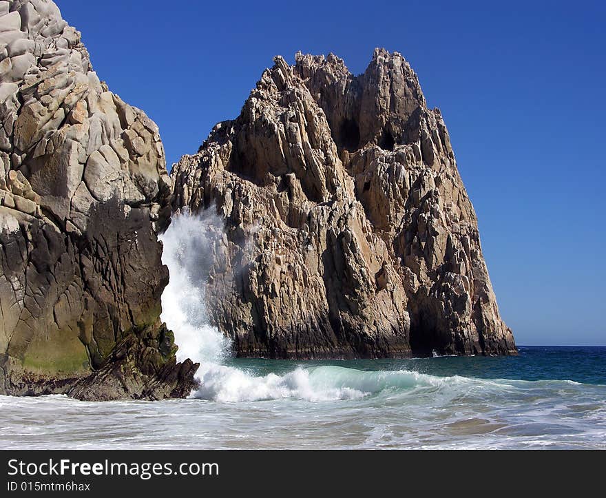 Scenic view on rocky Lovers' beach in Cabo San Lucas, Mexico. Scenic view on rocky Lovers' beach in Cabo San Lucas, Mexico.