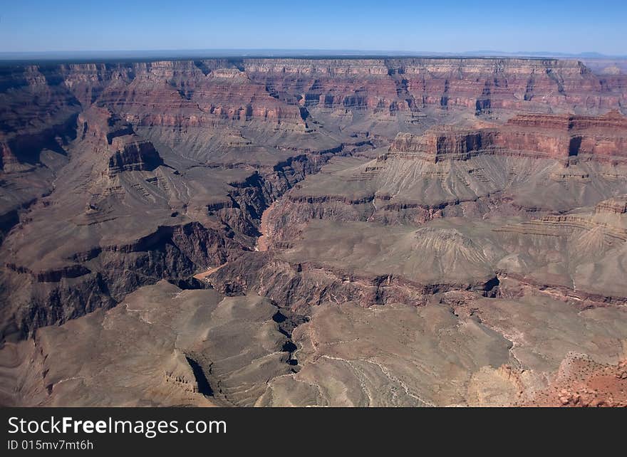 View from helicopter to Grand Canyon