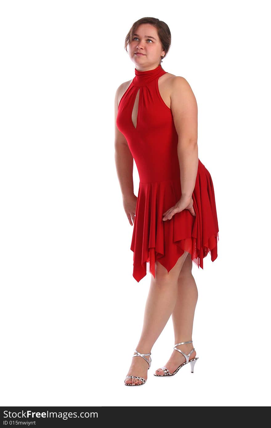 Chubby Girl In Red Dress Dancing