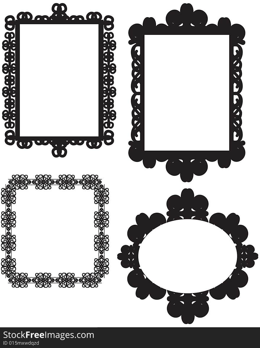 Black frames isolated on white surface