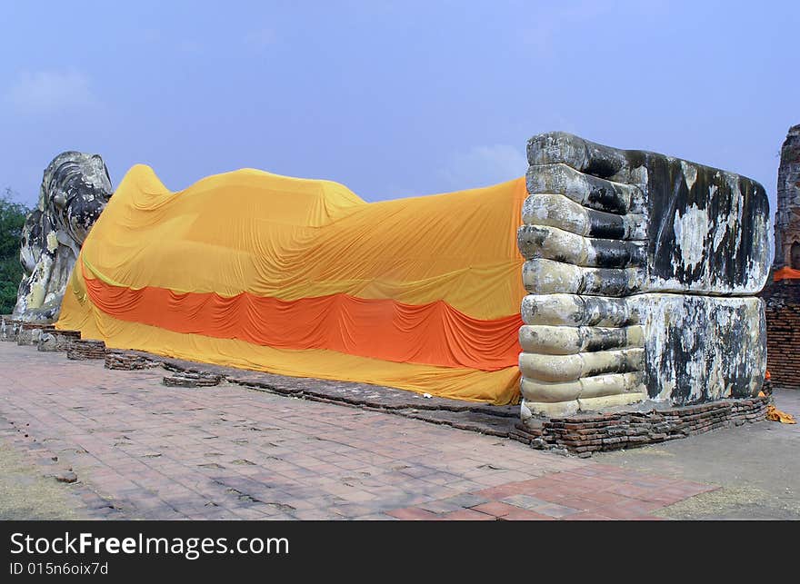 Sleeping buddha in ayutthaya thailand