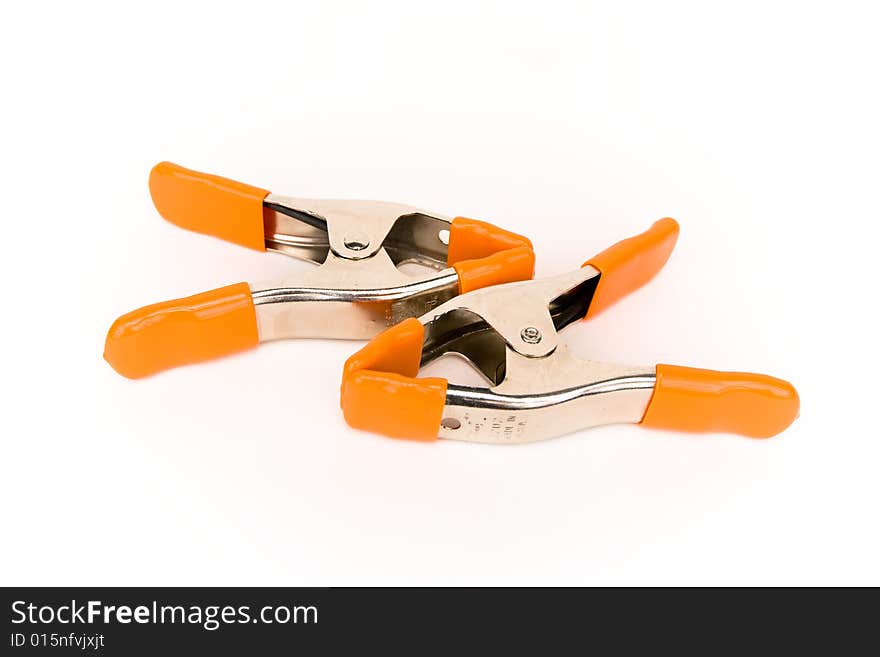 Adjustable clamps on a white background