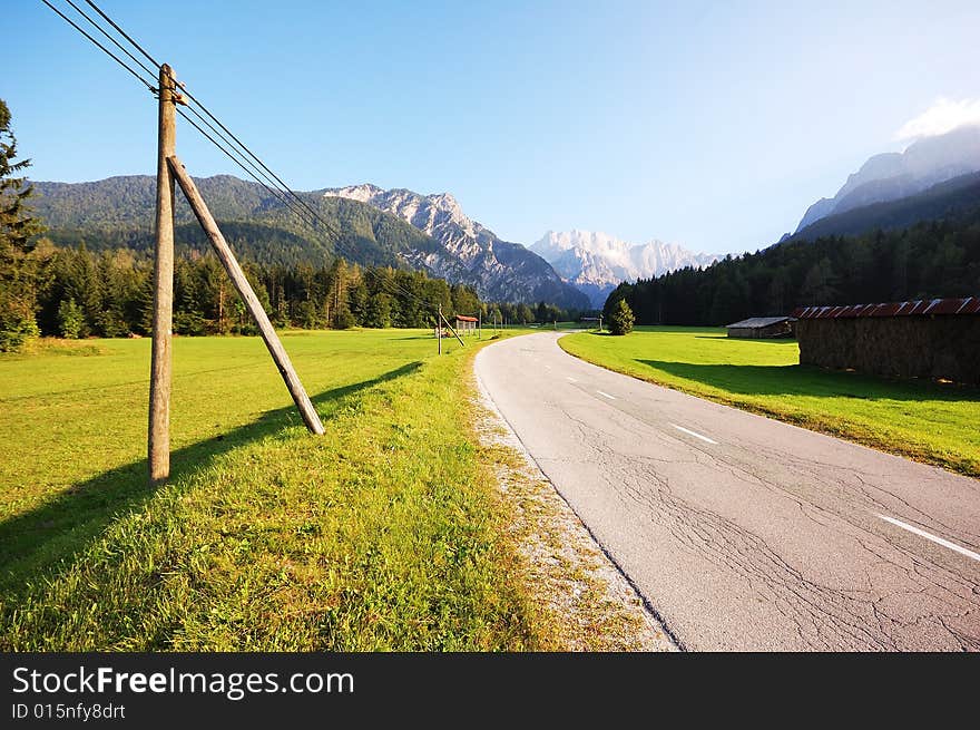 Road to ski jump arena at Planica, Slovenia. Road to ski jump arena at Planica, Slovenia