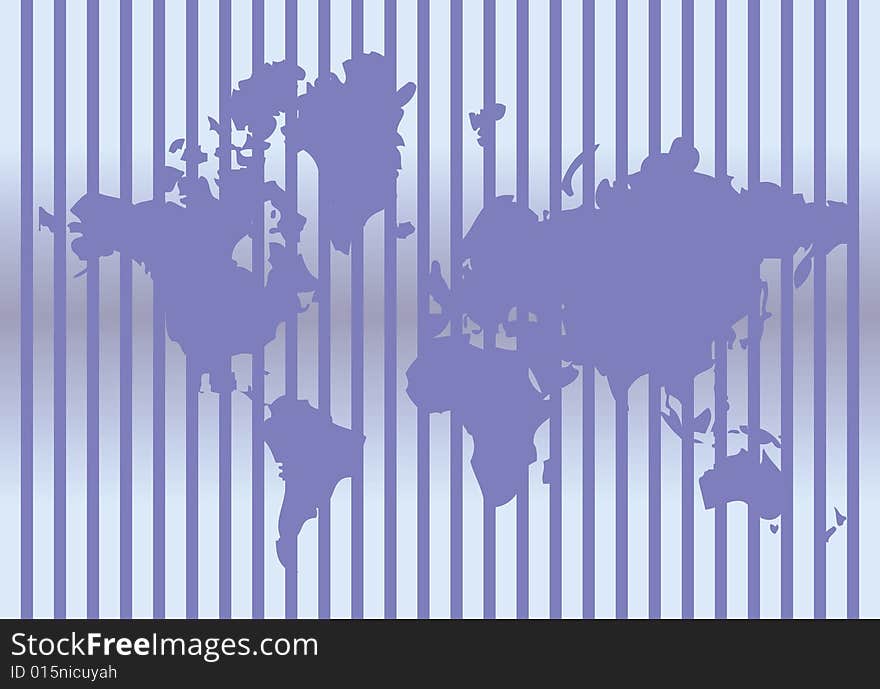 Abstract map of world in dark blue colour. Vector illustration