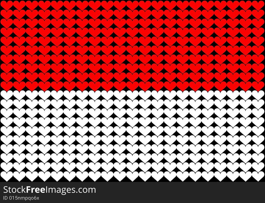 An illustration of Monaco and Indonesia flag. An illustration of Monaco and Indonesia flag