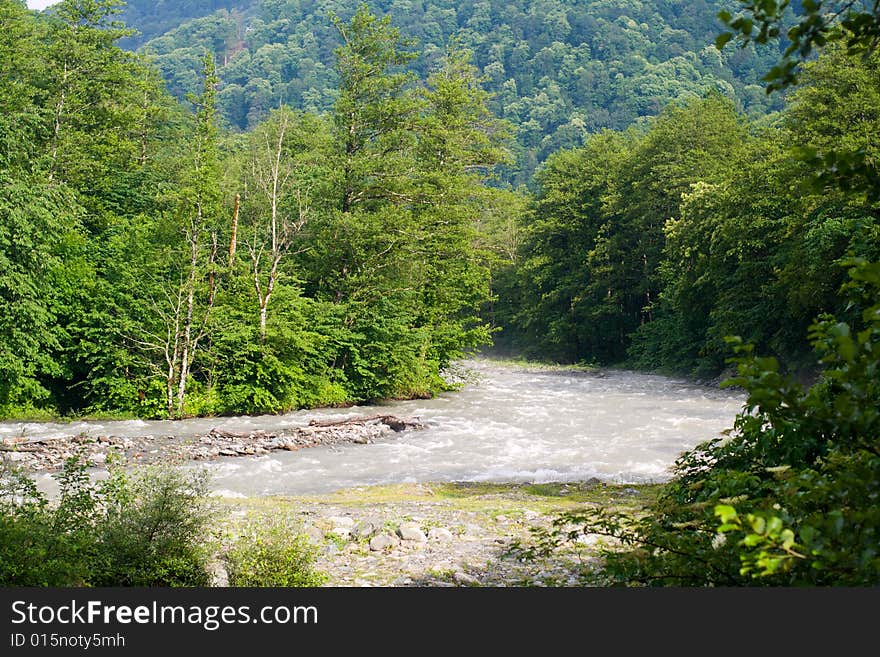 River Chvizhepse. Kavkaz mountain. Yasnaya polyana. River Chvizhepse. Kavkaz mountain. Yasnaya polyana.