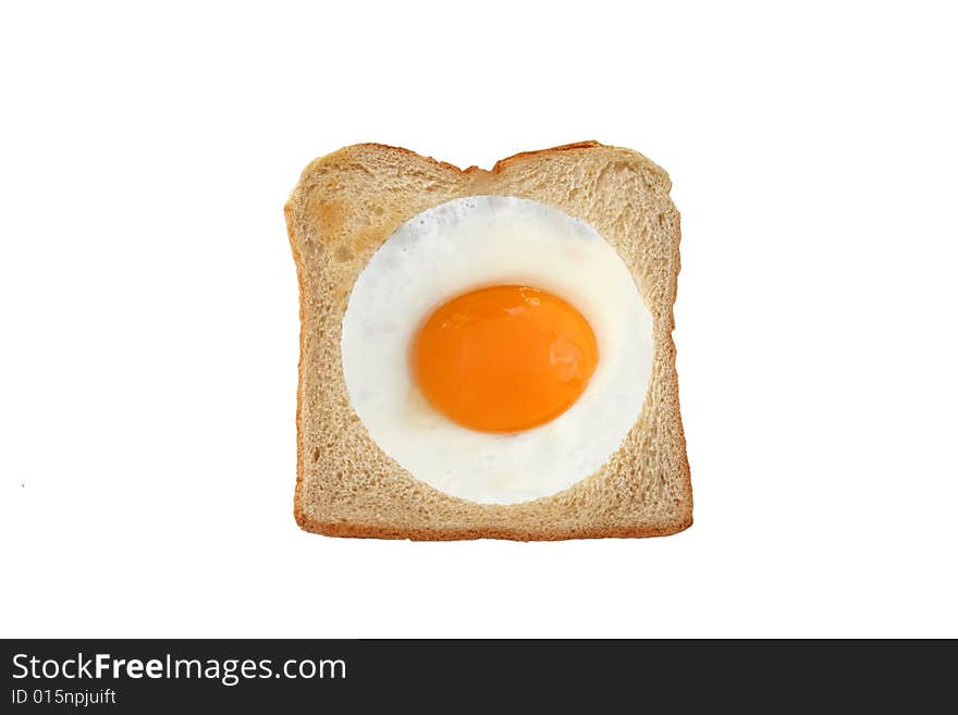 Toast with round egg sunny side up. Toast with round egg sunny side up