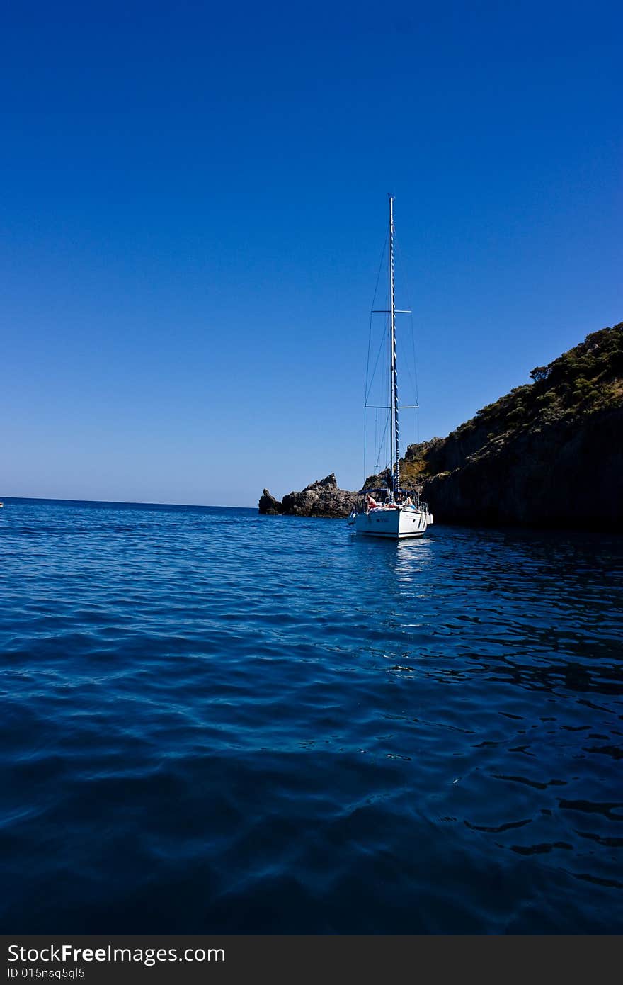 Sail Yacht At Anchor