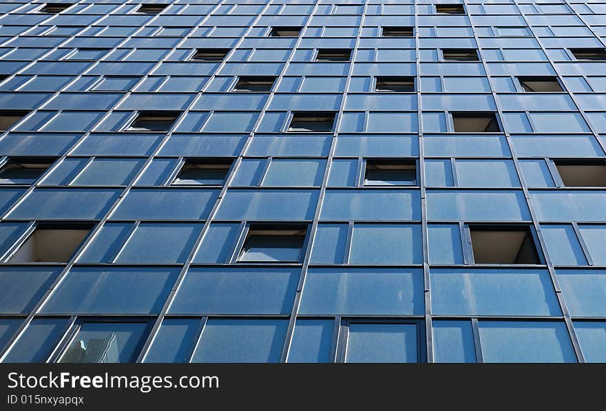 Wall of modern office building and sky reflection. Wall of modern office building and sky reflection