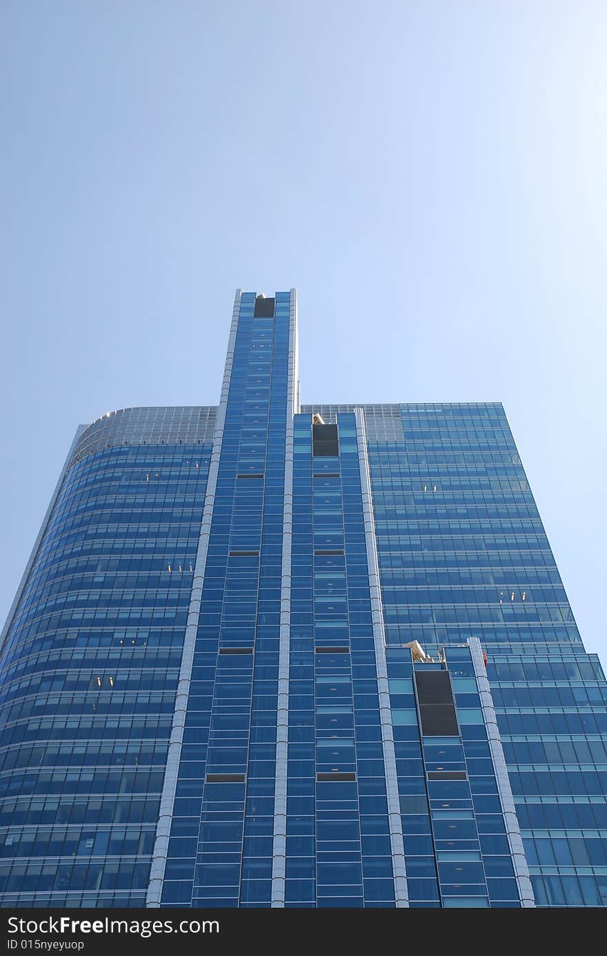 Wall of modern office building and sky reflection. Wall of modern office building and sky reflection