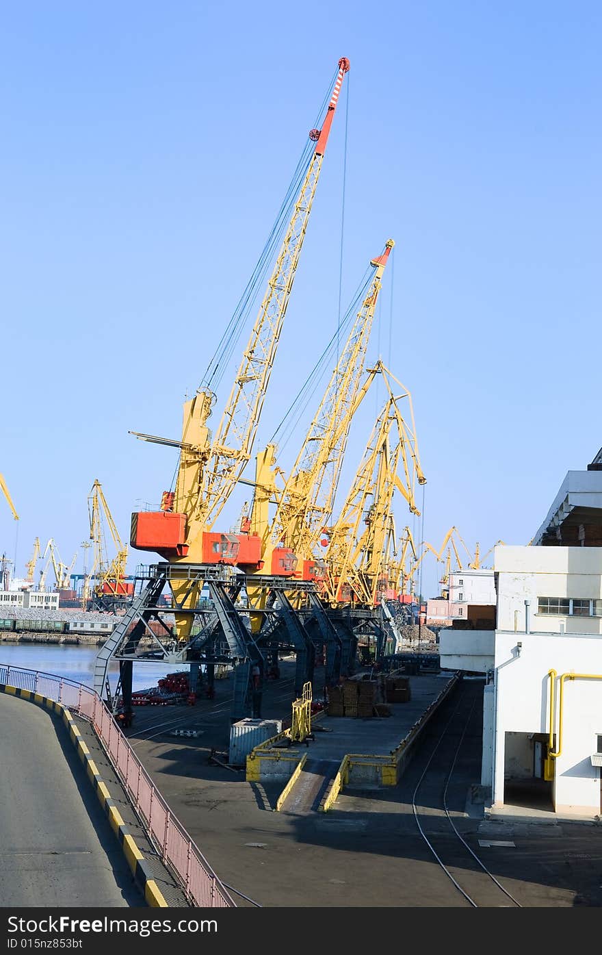 Port cranes ready to unload the cargo