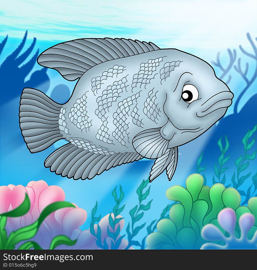 Big Gurama fish - color illustration.