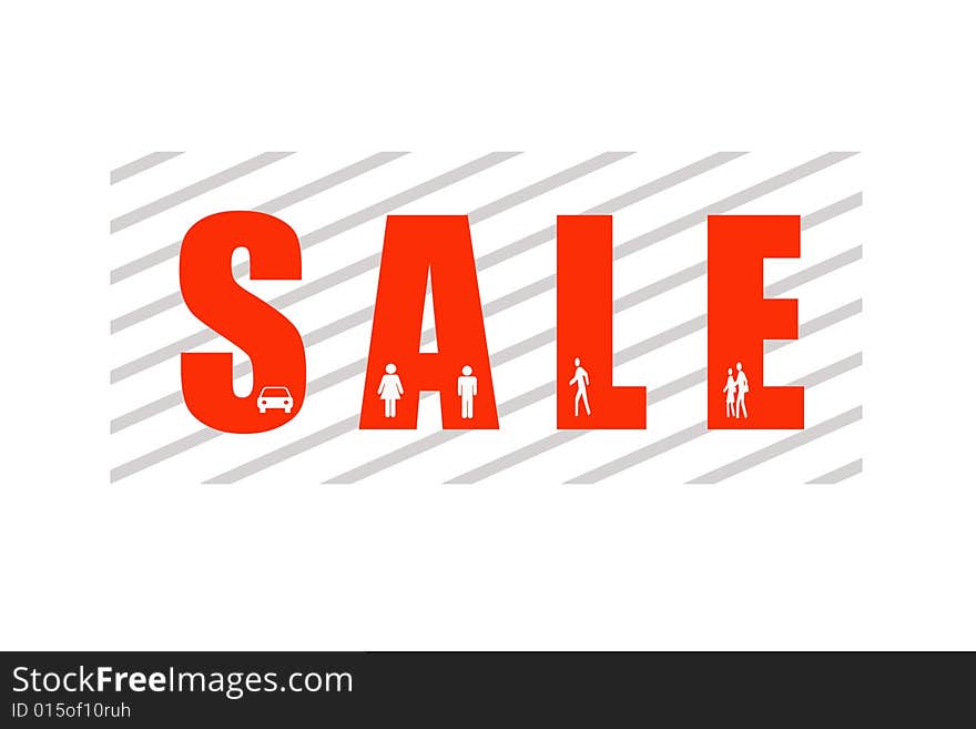 Sale sign on the white background.