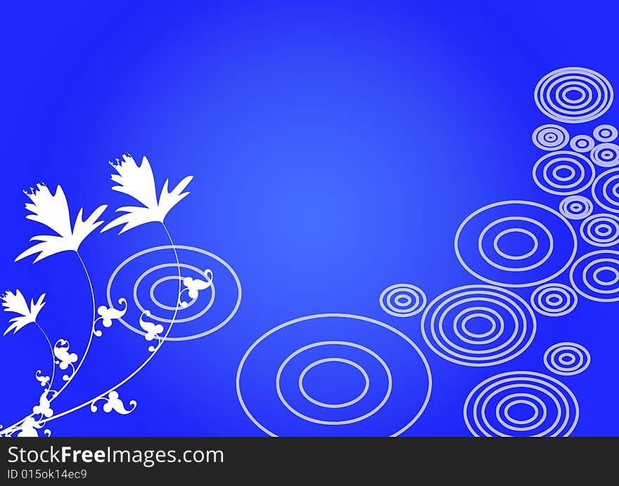 A floral design in a blue background. A floral design in a blue background