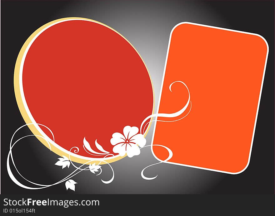 Two frames in red and saffron in a black background