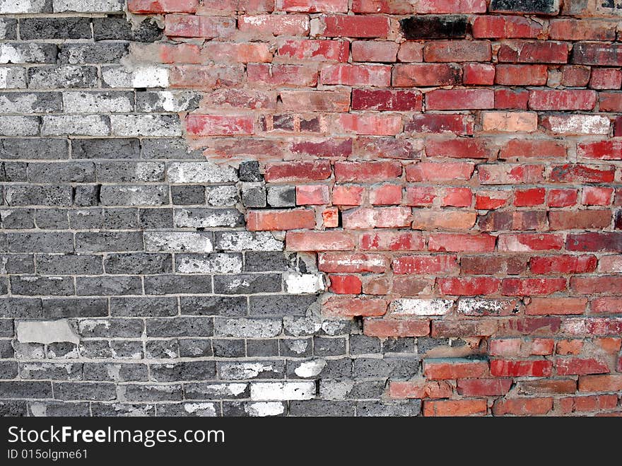 Detail shot of an old brick wall. Detail shot of an old brick wall