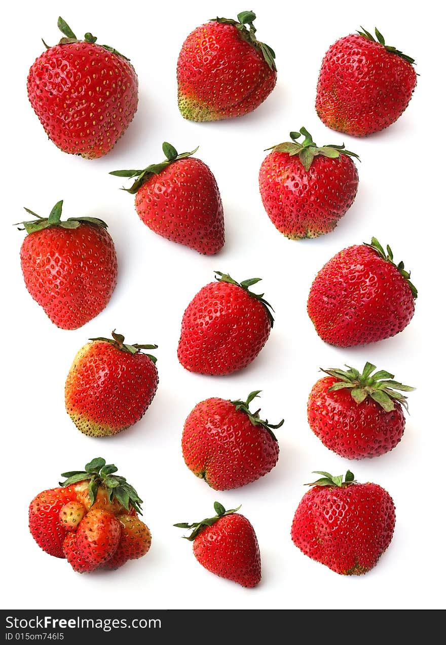 Set of strawberries isolated on white background. Set of strawberries isolated on white background