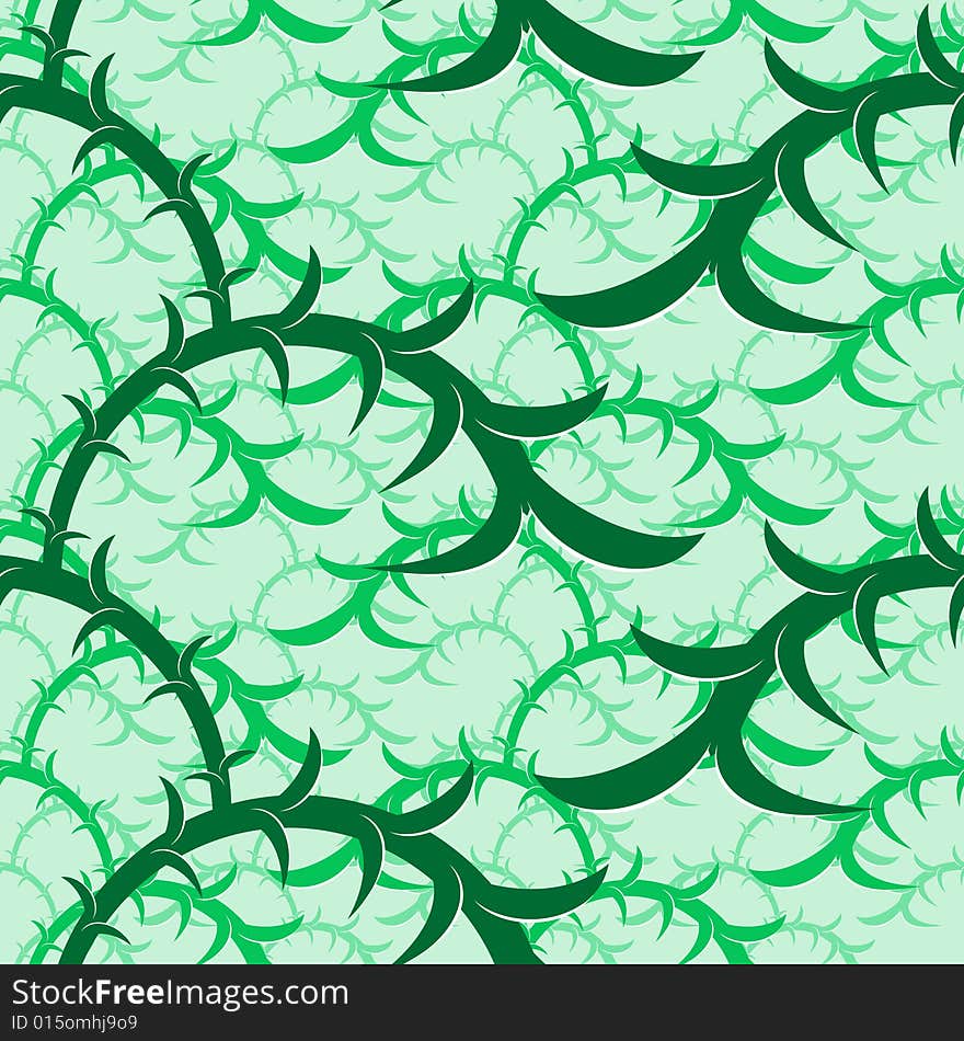 Seamlessly vector wallpaper with art green plant. Seamlessly vector wallpaper with art green plant