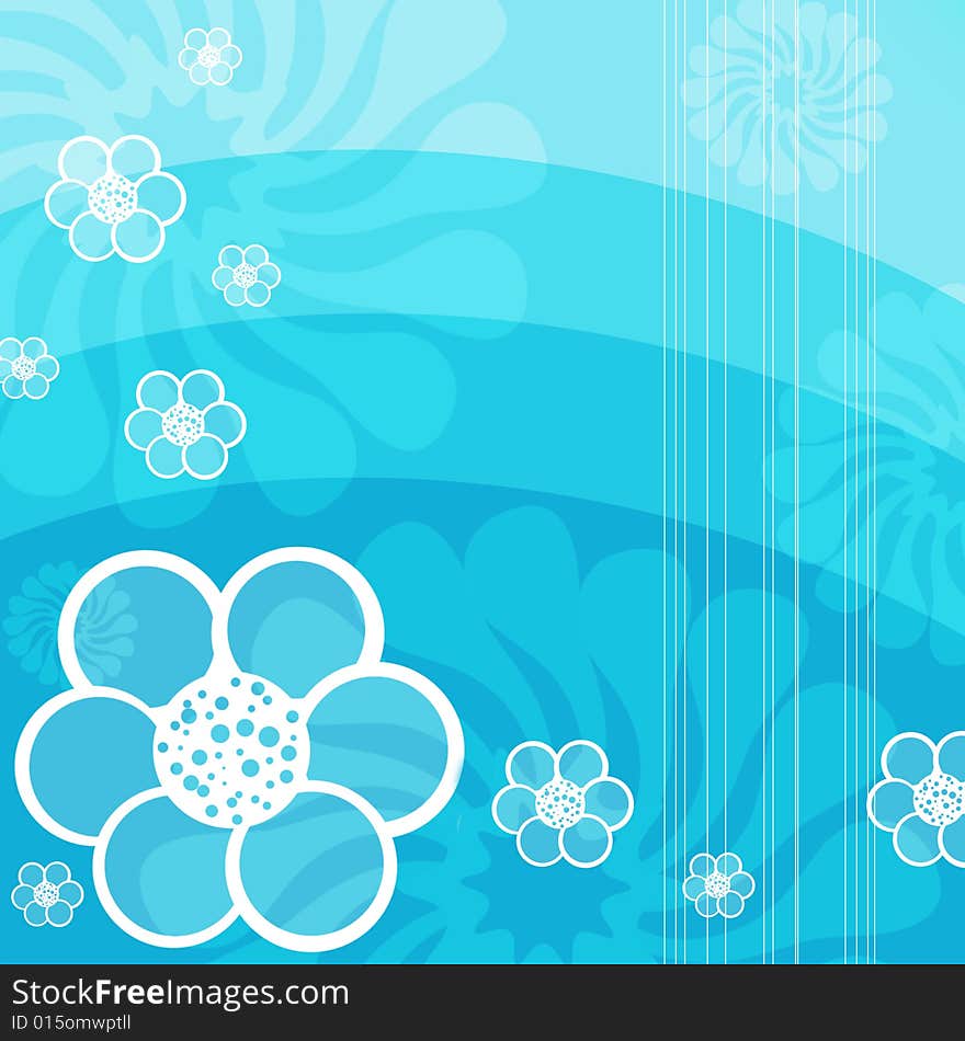 Flora background with blue as the main color