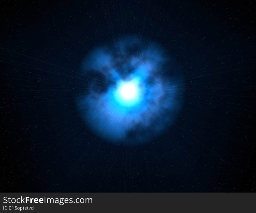 Very Bright Alien Star With Blue Glows