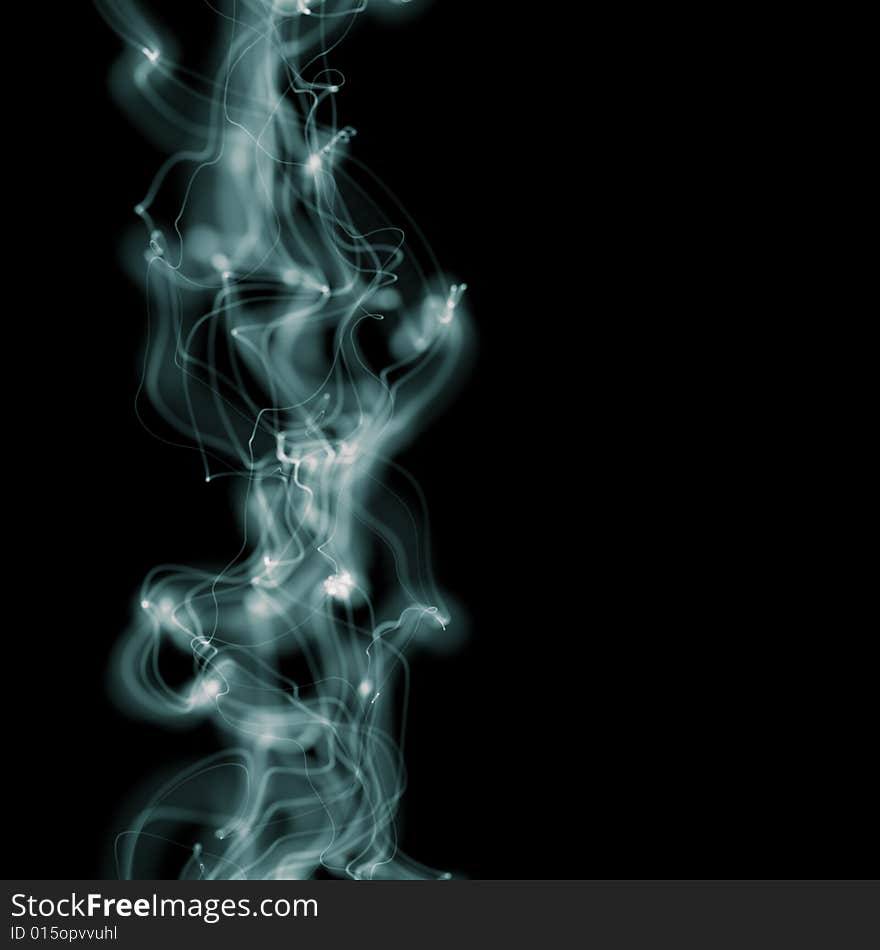 Blue wavy smoke over black. Blue wavy smoke over black