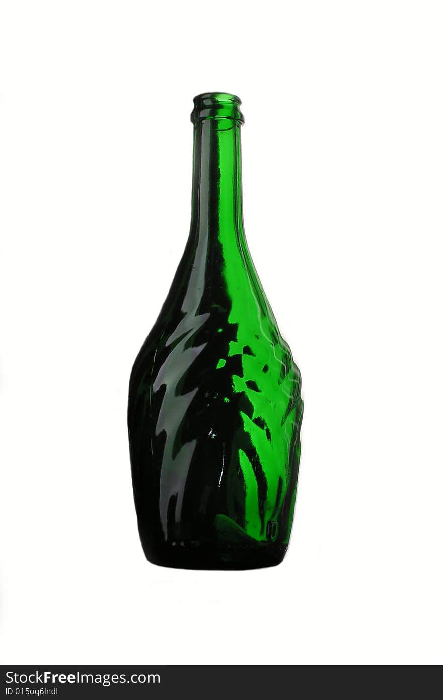 Green glass bottle.