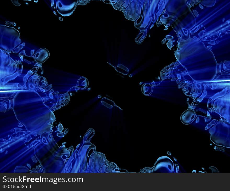 Blue distorted fantasy alien material in black background