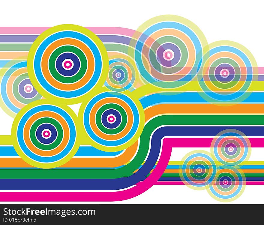 Colorful Circles and Stripes are Featured in an Abstract  
Background Illustration. Colorful Circles and Stripes are Featured in an Abstract  
Background Illustration.