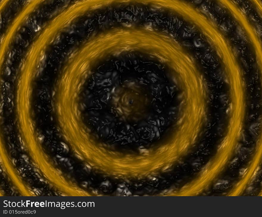 Black Specular Fluid Surface With Orange Ripples