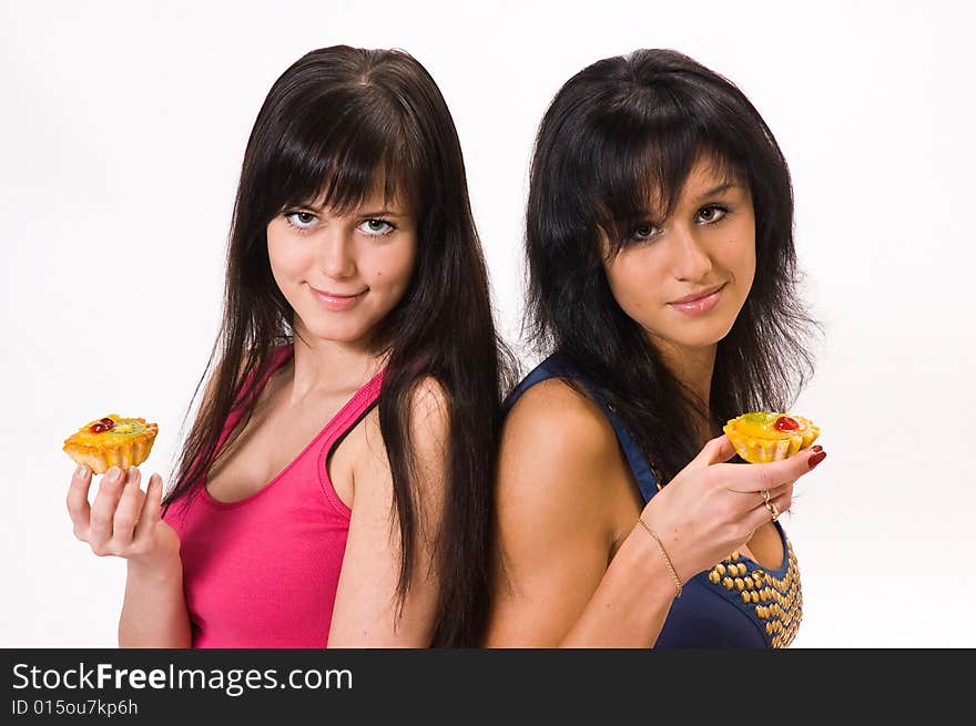 Two Girls With Cakes