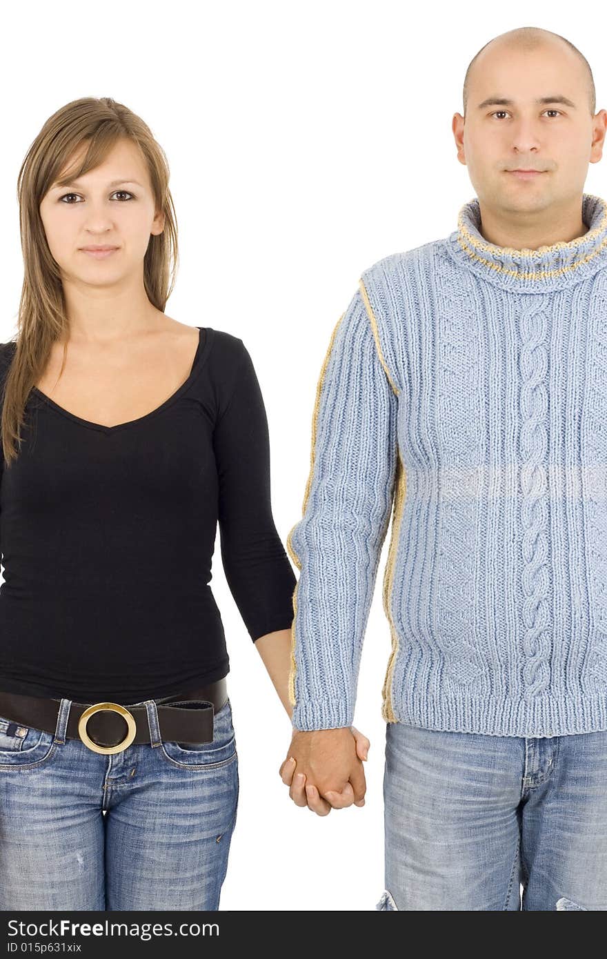 Young couple isolated on white background