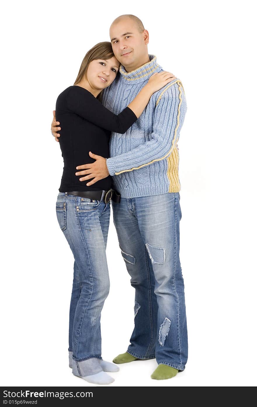 Young couple isolated on white background