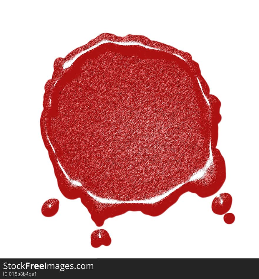 Red empty wax seal drawn with stains all along. Red empty wax seal drawn with stains all along