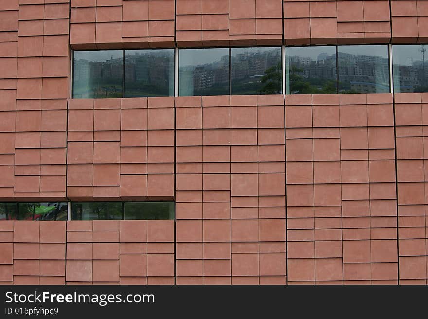 Some windows in the red wall. Some windows in the red wall.