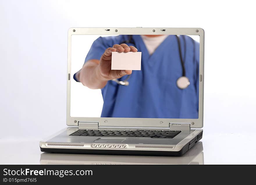 Blank screen laptop computer isolated on white