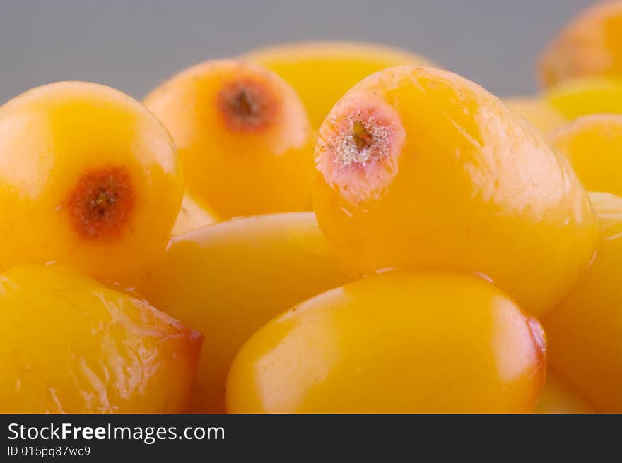 Macro photo of sea-buckthorn berry