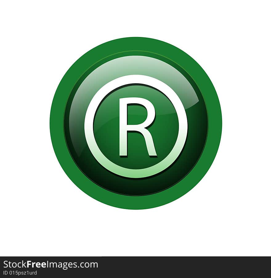 Registered button on isolated background