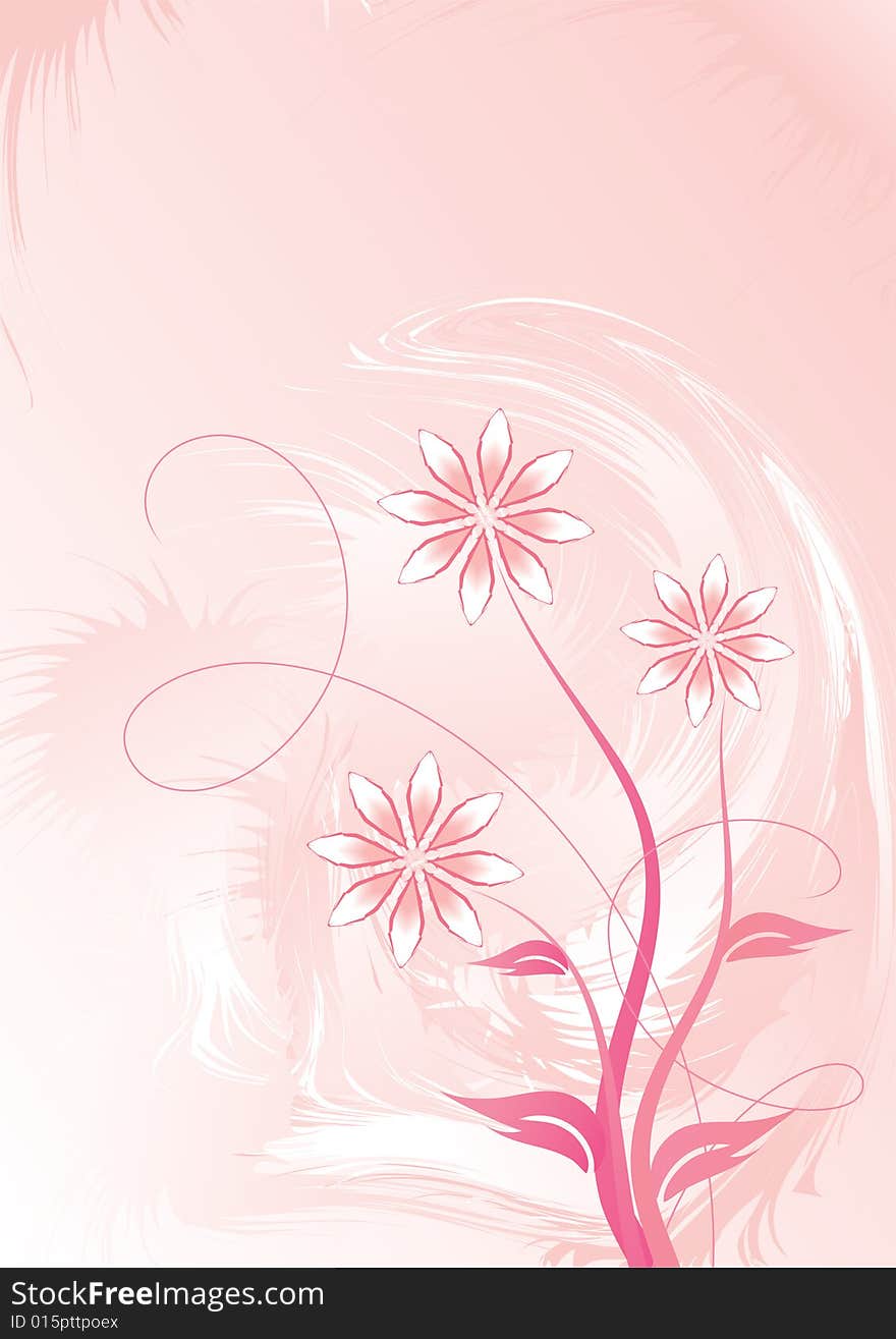 Decorative floral on pink background, vector illustration. 
Additional format: EPS-8