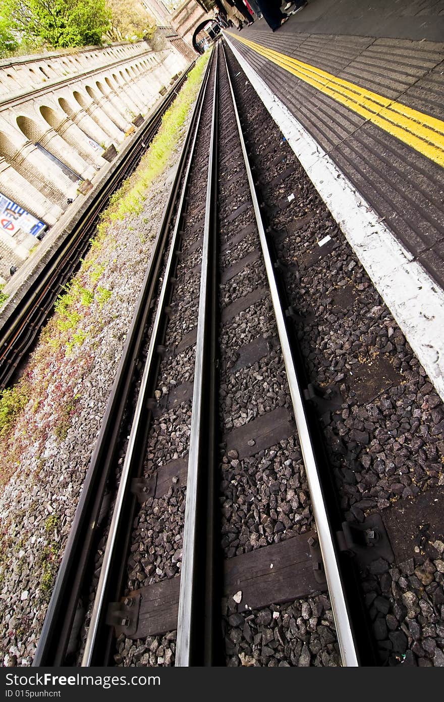 London outdoors subway station, angled perspective. London outdoors subway station, angled perspective